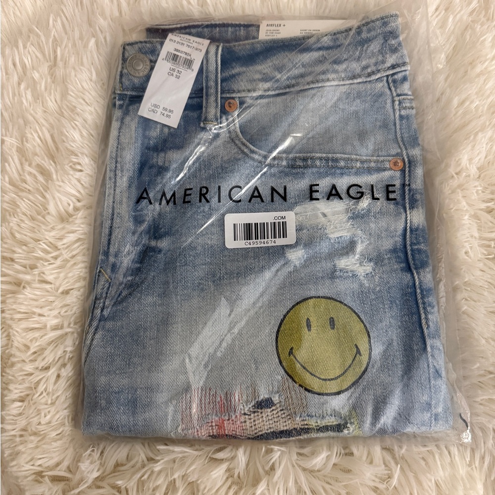 American Eagle Distressed Denim Jean Shorts PRIDE 🏳️‍🌈🏳️‍⚧️ Version Mens 32 NWT